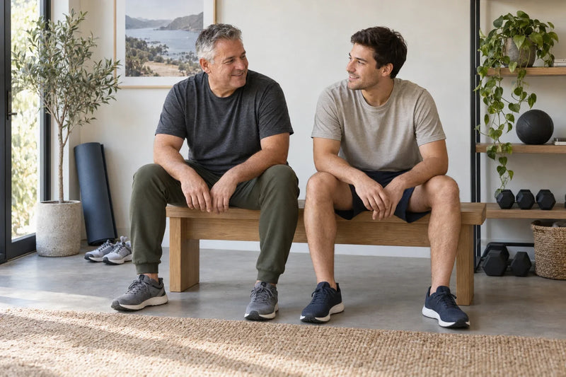 Adults relaxing together at home